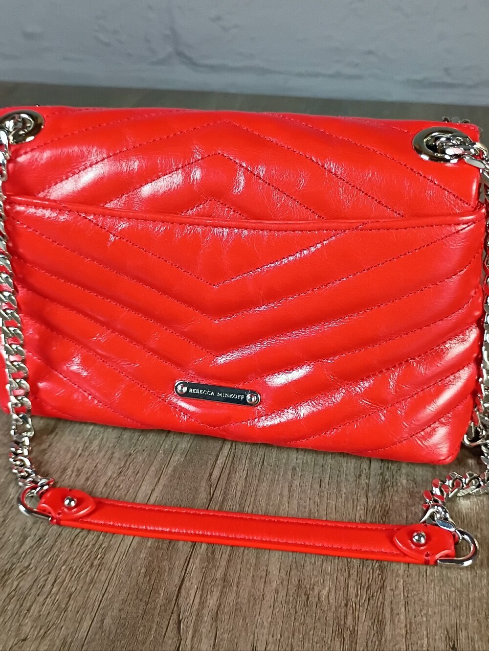 Rebecca Minkoff Edie Flap Tomato with Silver Chain